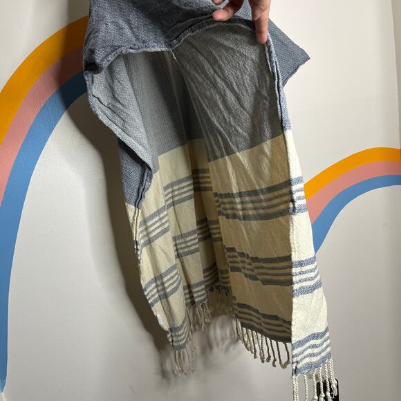 Tribe Alive Poncho Kaftan Women's Fringe V Neck Boho Swim Cover Up Stripe - Picture 5 of 5